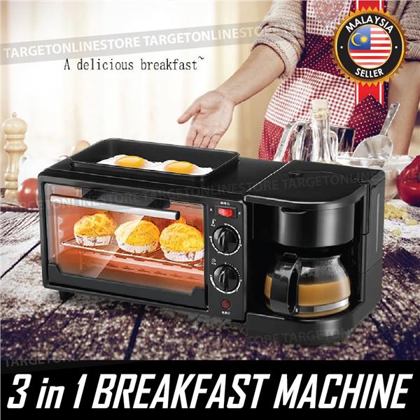 3in1 SML-9L Breakfast Oven Toaster Coffee Machine Frying Pan Grill