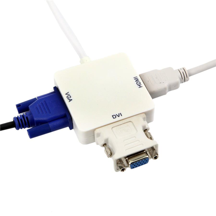 3in1 Thunderbolt Mini DP Display Port to HDMI VGA DVI Adapter Cable