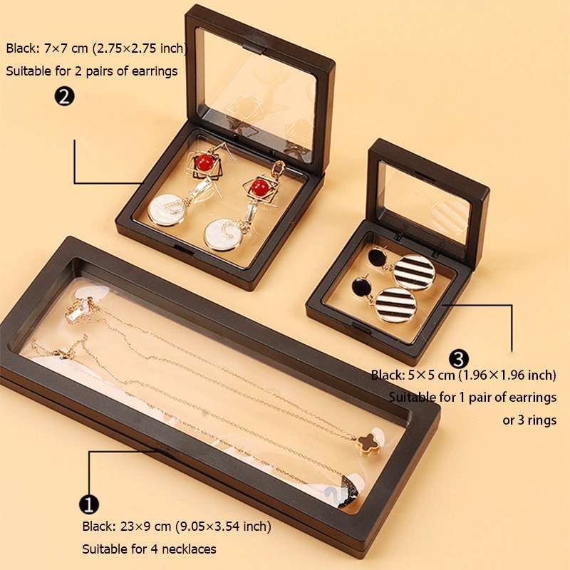 3PCS 3D Transparency Jewelry Display Storage Box Kotak Brooch Necklace
