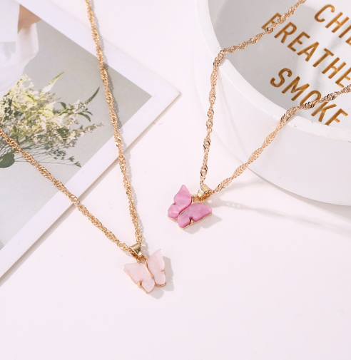 3PCS Simple Design Butterfly Necklace Clavicle Chain Women Accessories