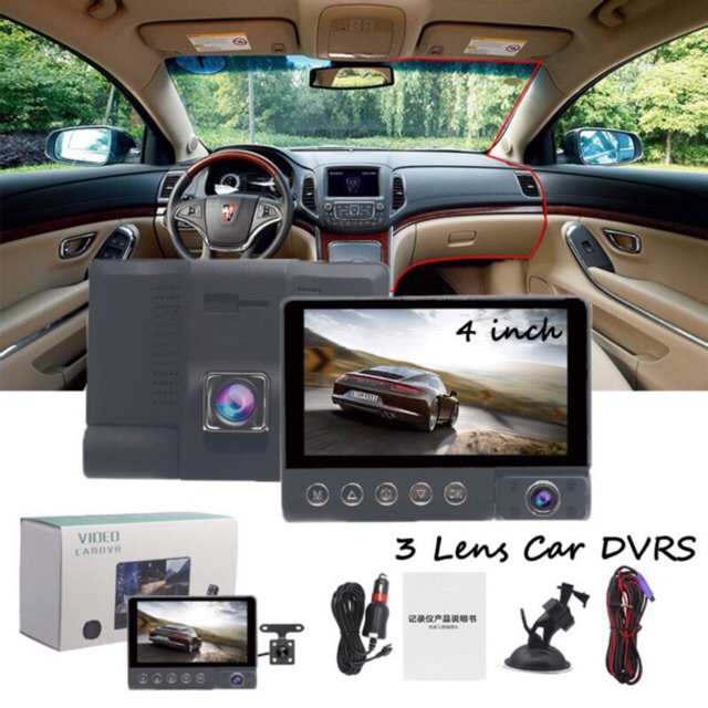 4.0 &quot; 3 lens Car cam Front/Inside/Rear1080HD Car Camera DVR Dash Cam Nigh