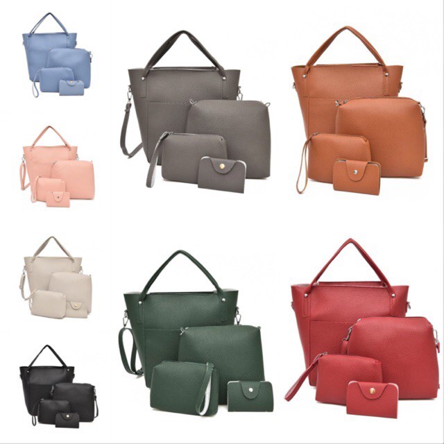 4 in 1 Pocket Bags Bag Tote Shoulder Sling Beg Handbag Purse