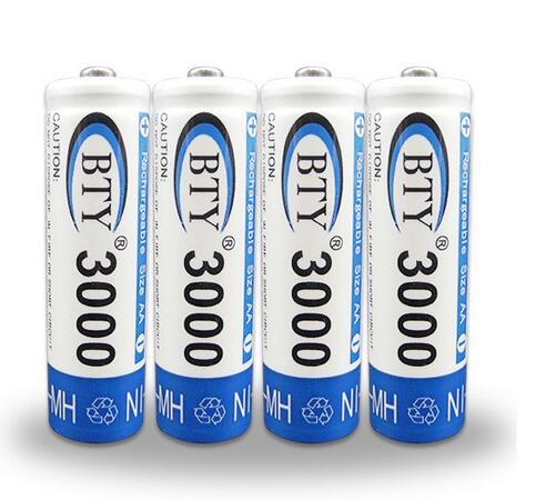 4 PCS/PACK BTY 3000 1.2V AA Ni-MH Rechargeable Battery Batteries