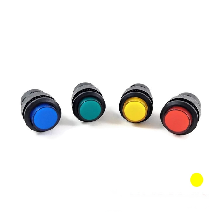 4-Pin Momentary Push On Button Switch With LED - Hole 16mm (Yellow)