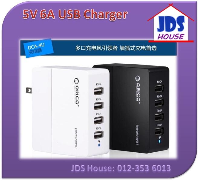 4 Port USB Charger Wall Travel Adapter Station 5V 6A  ORICO DCA-4U