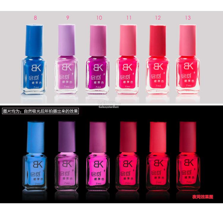 4 For RM10-Candy Nail Polish-Glow In Dark Bright Neon Color Luminous
