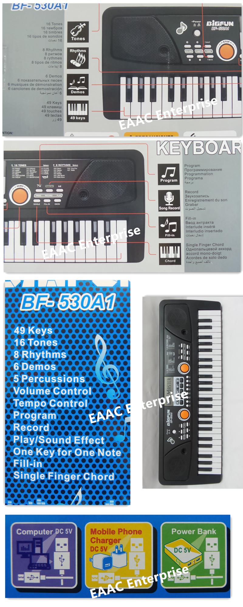49 Keys Electronic Keyboard Piano Organ With Microphone 2 Power Mode