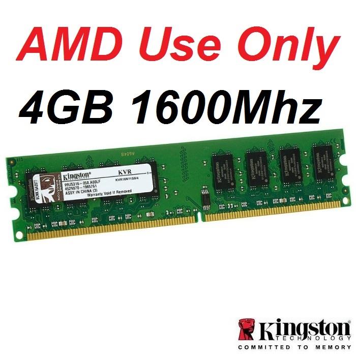 4GB Kingston DDR3 1600MHz Desktop PC AMD RAM Memory KVR16N11S8/4 Dimm