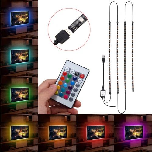 4x 50cm USB LED RGB Multi Color Strip Light TV Backlight Remote