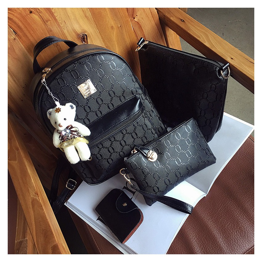 5 in 1 Bear Backpack Handbag Wallet Sling Purse Bags Bag Beg