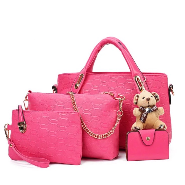 5 in 1 Handbag Bear Shoulder Bag Beg Sling Tote Purse Wallet