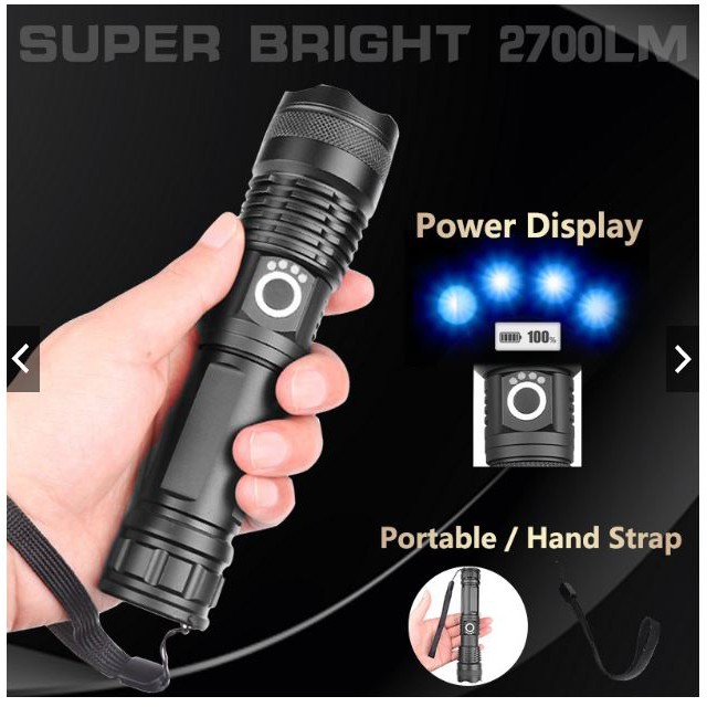 50000 Lumens XLamp xhp50 Most Powerful Flashlight USB Zoom Led Torch Light Tor
