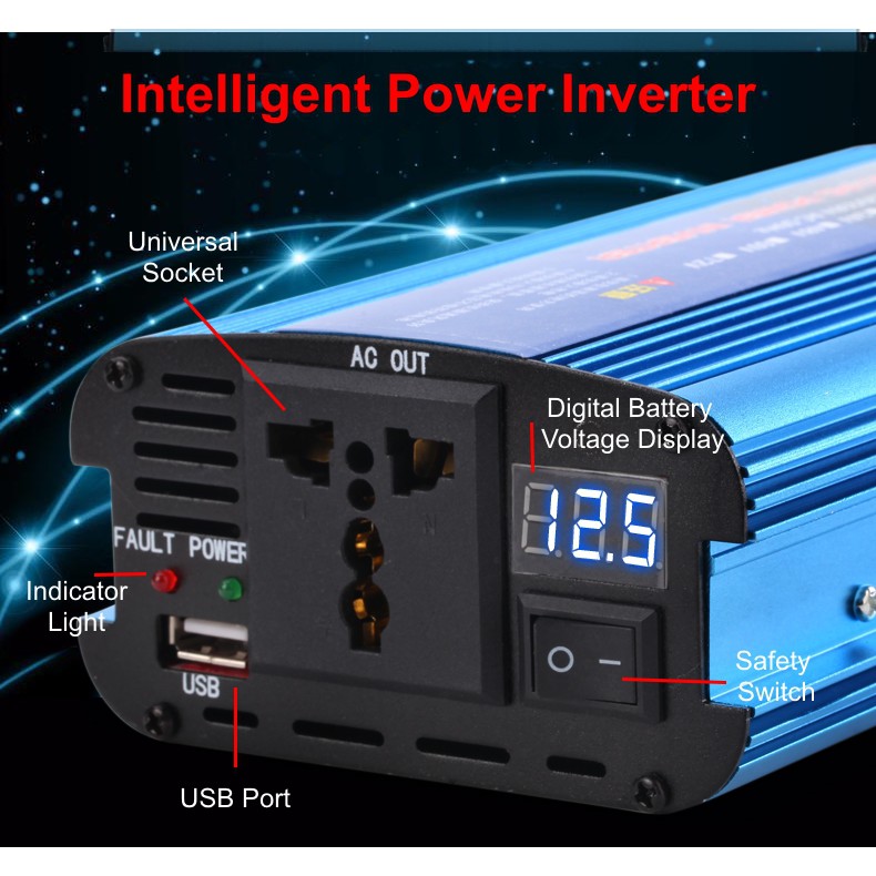 500W DC 12V To AC 220V Car Power Inverter Transformer USB Charger