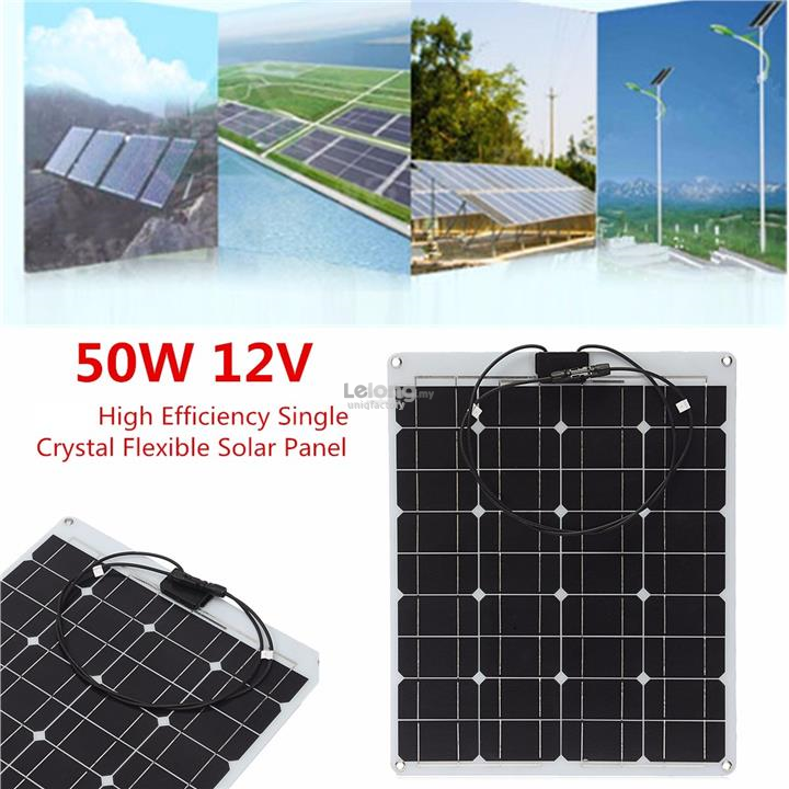50W 12V 60*50cm Semi Flexible Solar Panel Car Boat Battery Charger