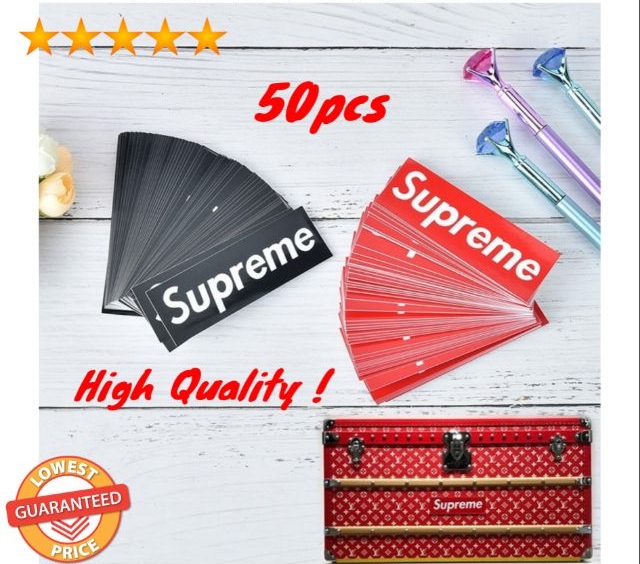 50x Red And Black Supreme Stickers Snowboard Luggage Car Laptop 9.2*3cm