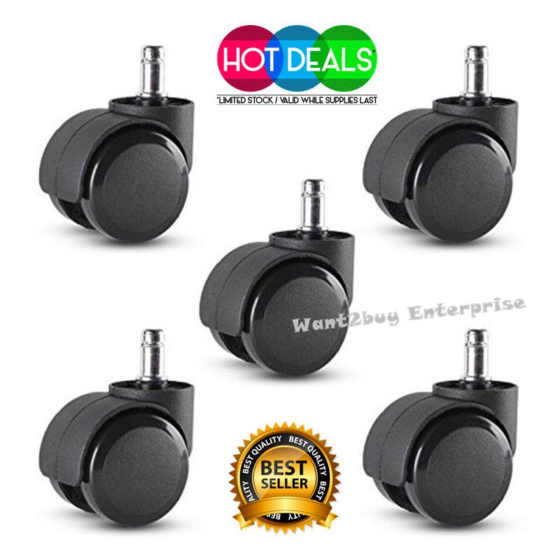 5pcs 2 Inch 50mm Office Chair Wheel Caster Roller Swivel Rubber B