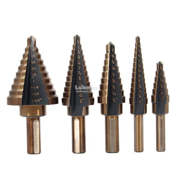 5Pcs HSS Step Drill Bit Set Titanium (end 7/21/2020 8:15 PM)