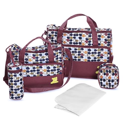 5pcs Mummy Handbag Diaper Pad Bottle End 1 8 2021 12 00 Am 5pcs Mummy Handbag Diaper Pad Bottle Holder Food Bags Wine Red