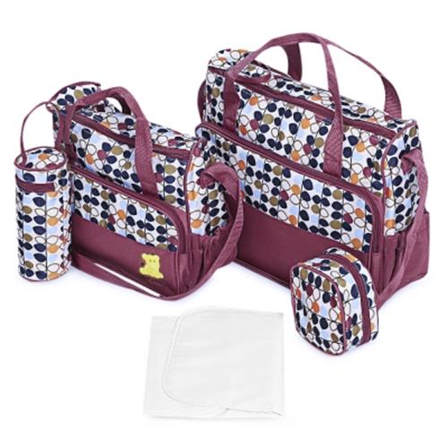 5pcs Mummy Handbag Diaper Pad Bottle End 1 8 2021 12 00 Am 5pcs Mummy Handbag Diaper Pad Bottle Holder Food Bags Wine Red
