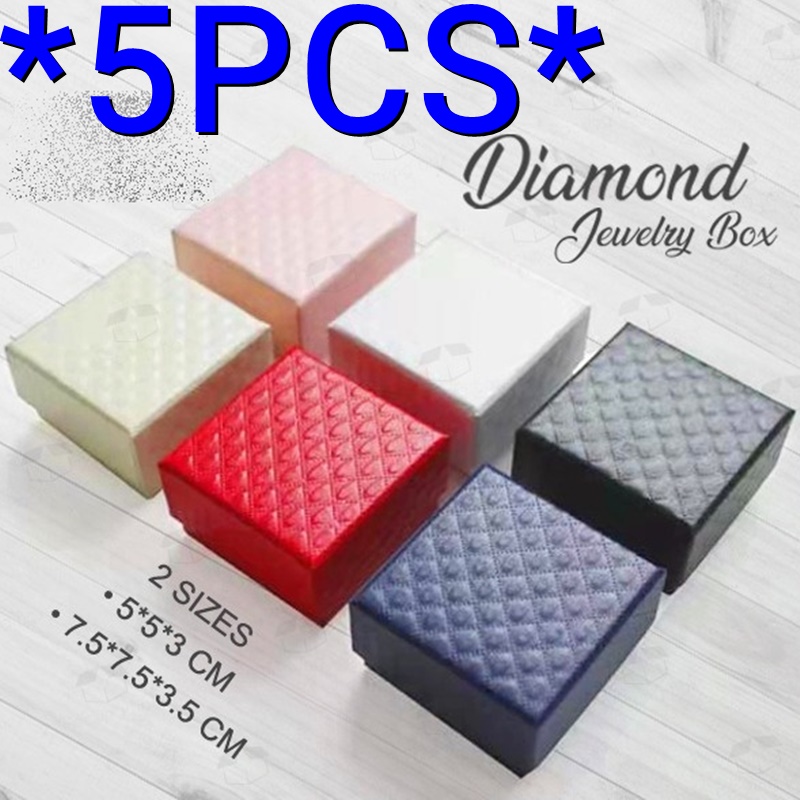 5PCS Premium Diamond Shape Jewellery Box Ring Earrings Necklace Kotak