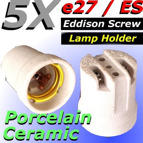 5x Ceramic Porcelain E27 Lamp Holder Heavy Duty ES Bulb Light HEAT