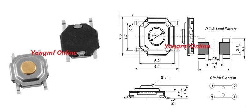 5x5x1.5mm 4-Pin Push Button SMD Mir (end 12/27/2020 5:15 PM) push button wiring diagram 4 pin 