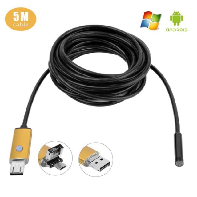 6 LED 5.5mm Lens 2IN1 Android Endoscope Waterproof Inspection Borescope