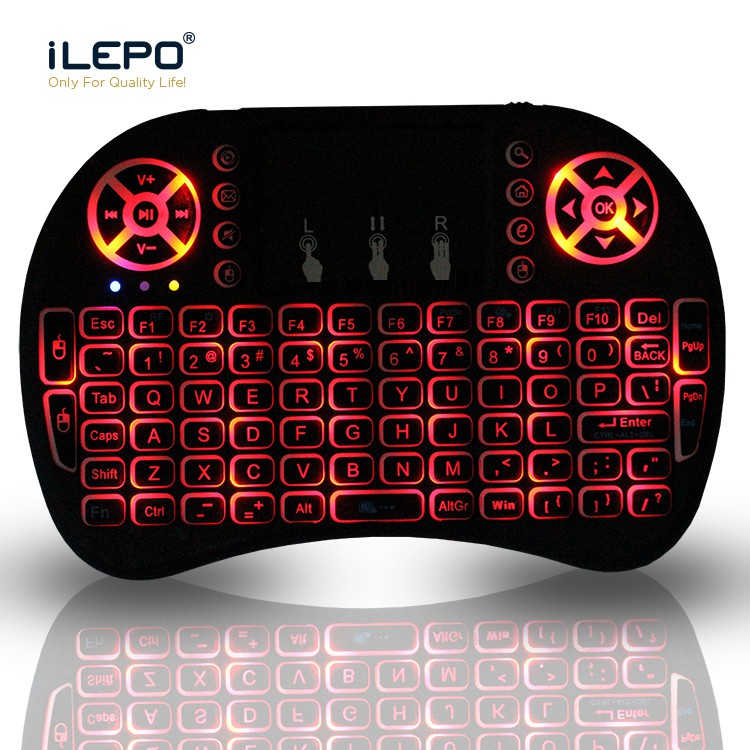 7 Colors I8 Mini Wireless Keyboard 2.4g Handheld Touchpad Rechargeable Battery
