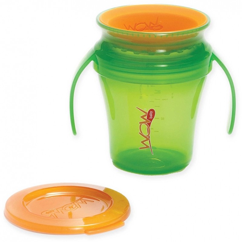 7 oz. (207ml) JUICY! WOW Baby Cup  &trade; Translucent Cup and Handle Green
