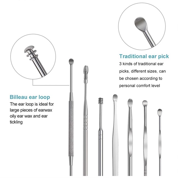 7pcs Ear Pick Earwax Removal Kit, Ear Cleansing Stainless Steel Tool