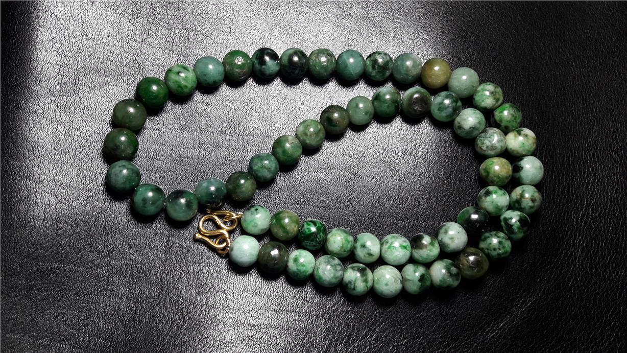 9.5mm imperial quality jedeite jade necklace beads length 21 inch-85g