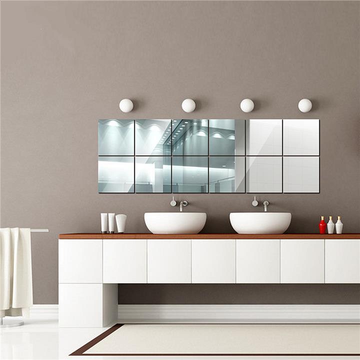 9x 20x20cm Mirrors Self Adhesive Tiles Wall Stickers Decal Mosaic Home