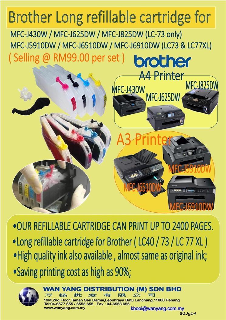  A4/A3 MFC J430W / MFC J5910DW Brother Long refillable cartridge 