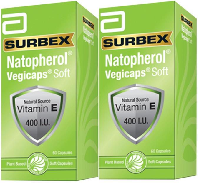 Abbott Surbex Natopherol Vegicaps Vitamin E 400 Iu 2 X 60s