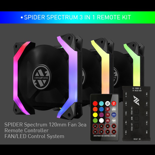 ABKO NCore SPIDER SPECTRUM 3in1 REMOTE KIT(120MM)- REMOTE CONTROLLER + FAN/LED