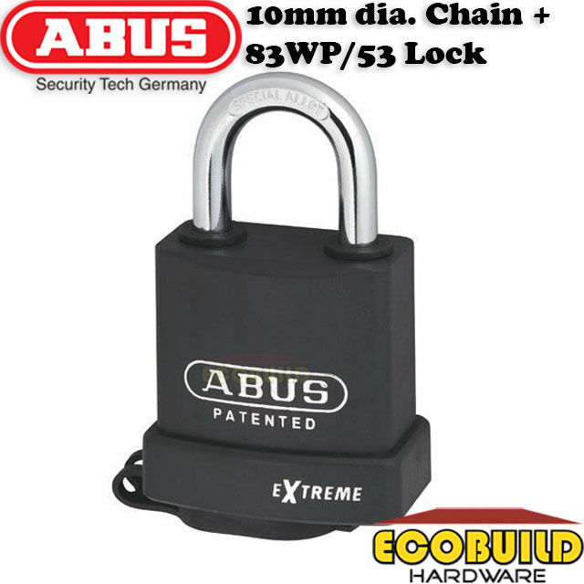 SCOOP PURCHASE ABUS 10KS110BLK Chain & 83WP53 Padlock Combo Pack Free Post