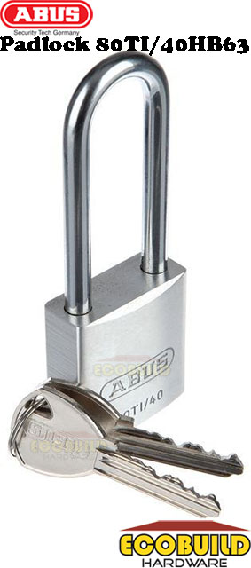 ABUS Padlock Titanium 80TI/40HB63 ~ Long Shackle (1 Lock 2 Keys)