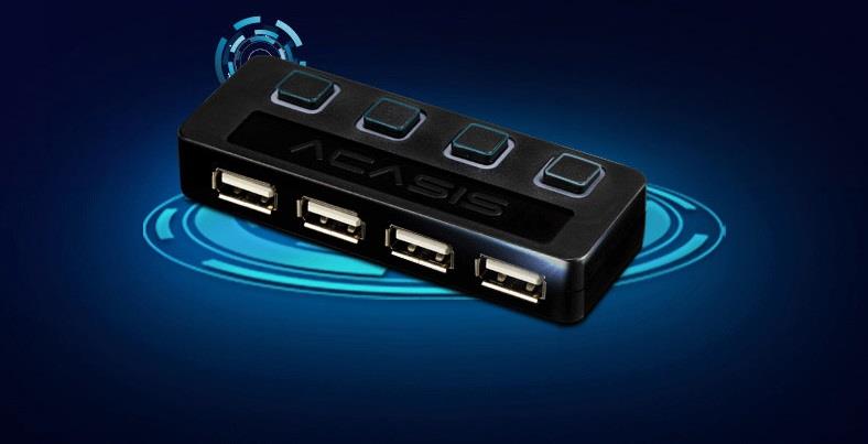Acasis H012 4Port 5Gbps USB2.0 HUB Adapter Splitter PC Tablet w/Switch