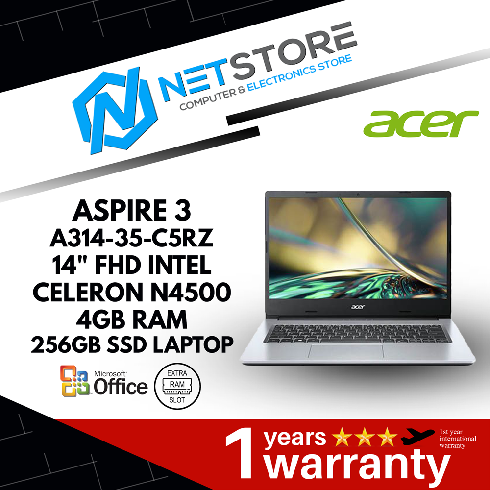 ACER ASPIRE 3 A314-35-C5RZ 14&quot; FHD LAPTOP - INTEL N4500 | 4GB | 256GB