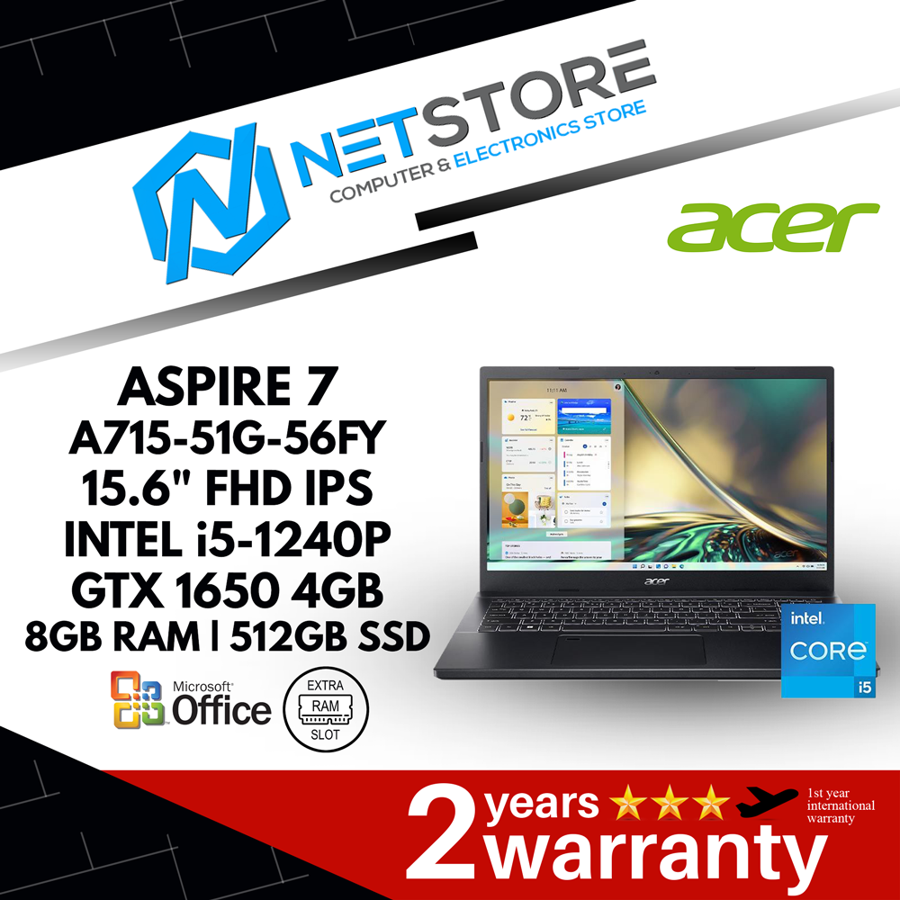Acer Aspire 7 A715-51G-56FY 15.6&quot; FHD IPS i5-1240P GTX 1650 8GB 512GB