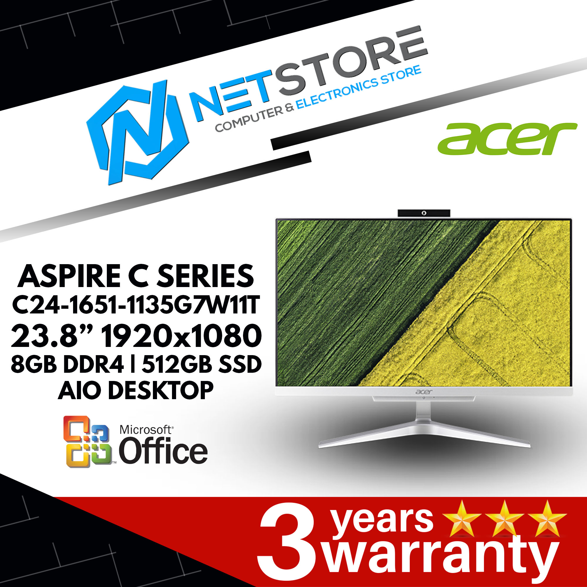 ACER ASPIRE C SERIES C24-1651-1135G7W11T 23.8&#8221;|8GB DDR4|512GB SSD