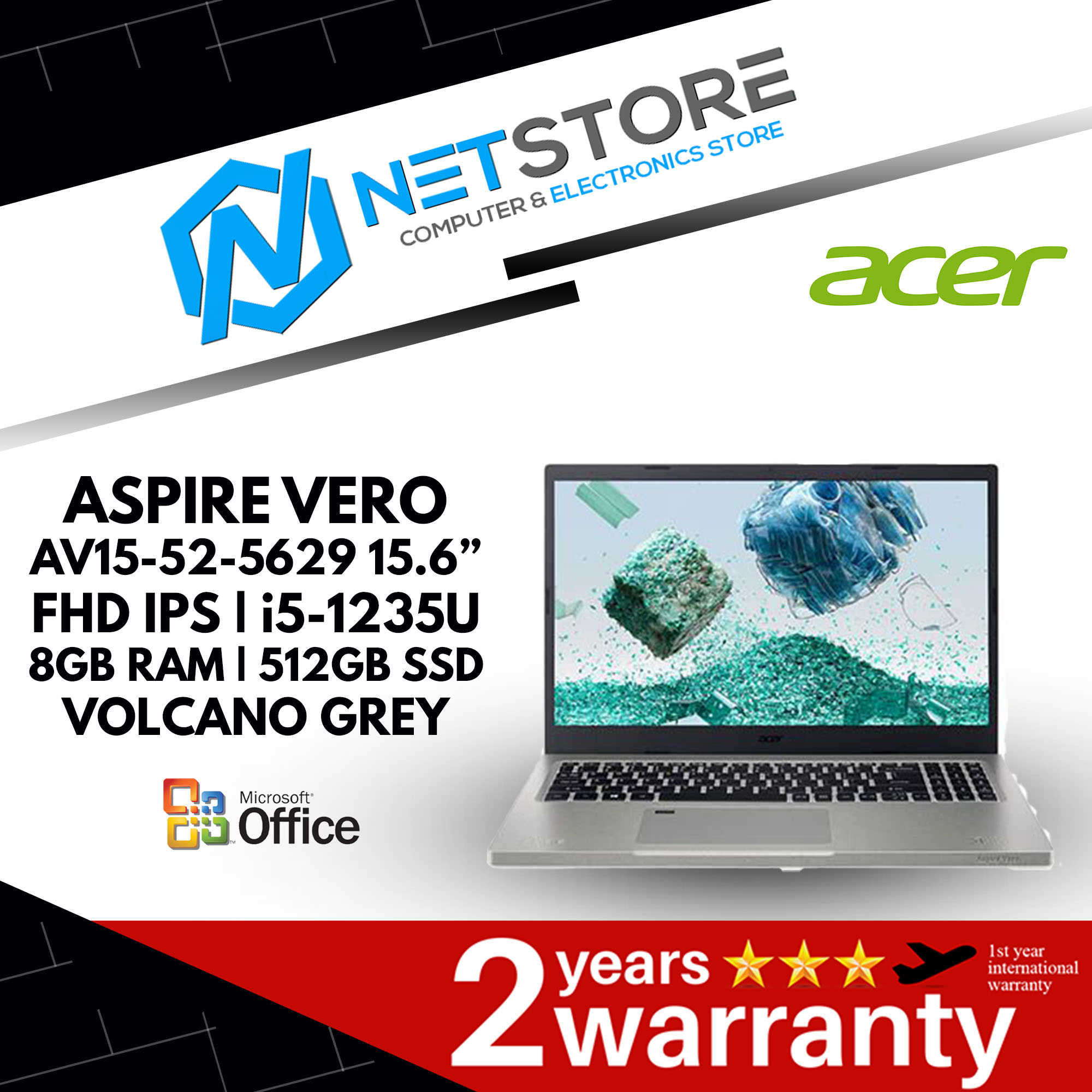 ACER ASPIRE VERO 15.6&#8221; FHD IPS|i5-1235U 8GB|RAM|512GB SSD-VOLCANO GREY