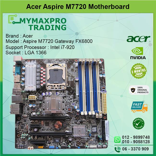 Acer M7720 FX6800 LGA 1366 DDR3 Motherboard MBSBN09002 (USED)