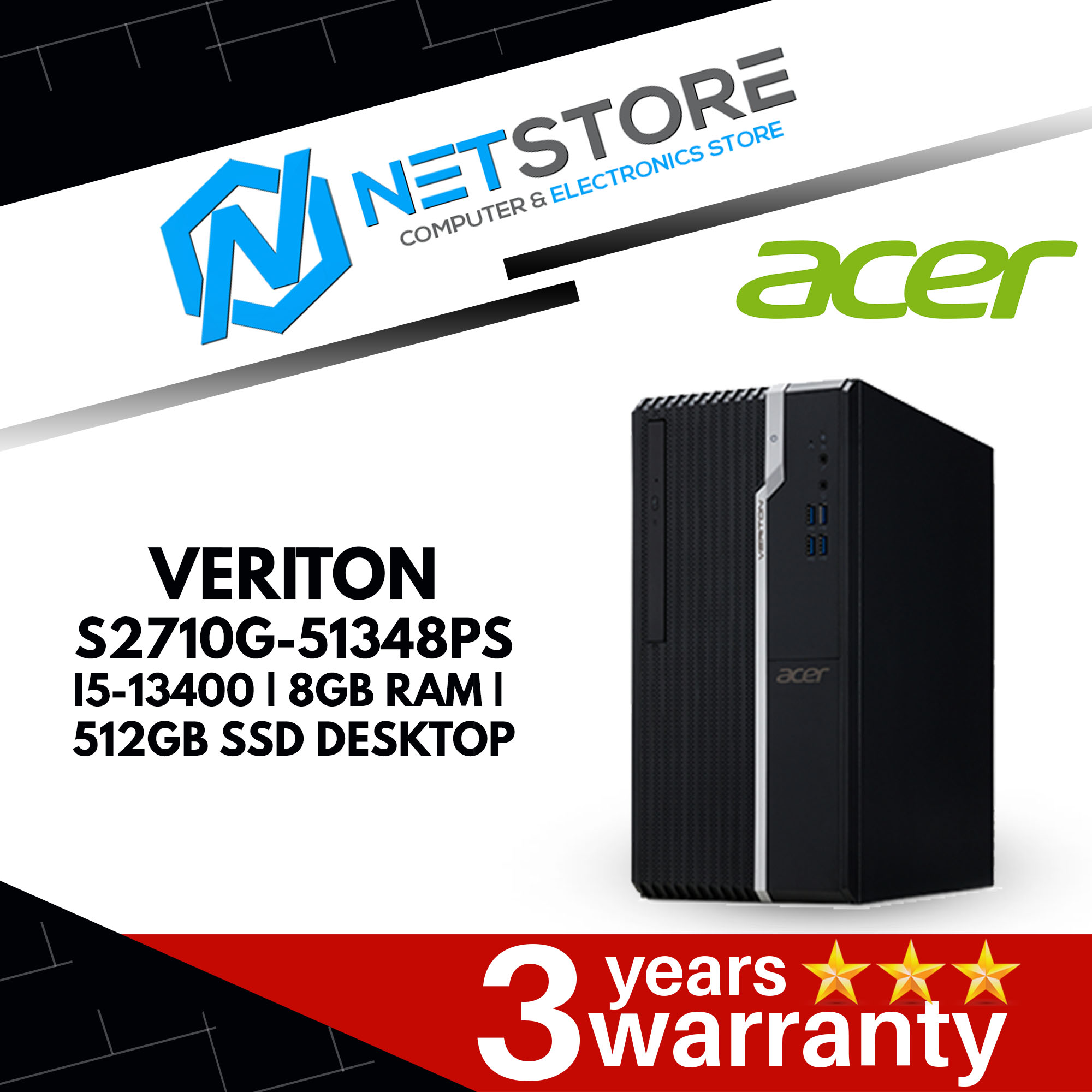 ACER VERITON S2710G-51348PS I5-13400 | 8GB RAM |  512GB SSD DESKTOP