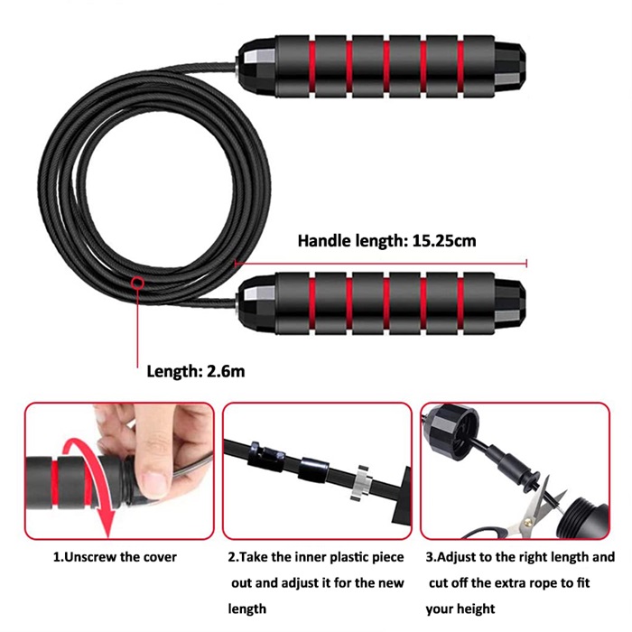 Adjustable Jump Rope Fitness Skipping Rope Soft Handles Tanglefree for Exercis