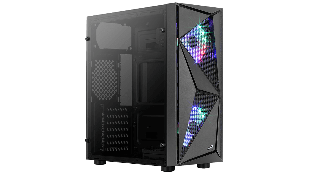 AEROCOOL GLIDER TEMPERED GLASS MID TOWER CASE WITH 2x COSMO 12 FANS