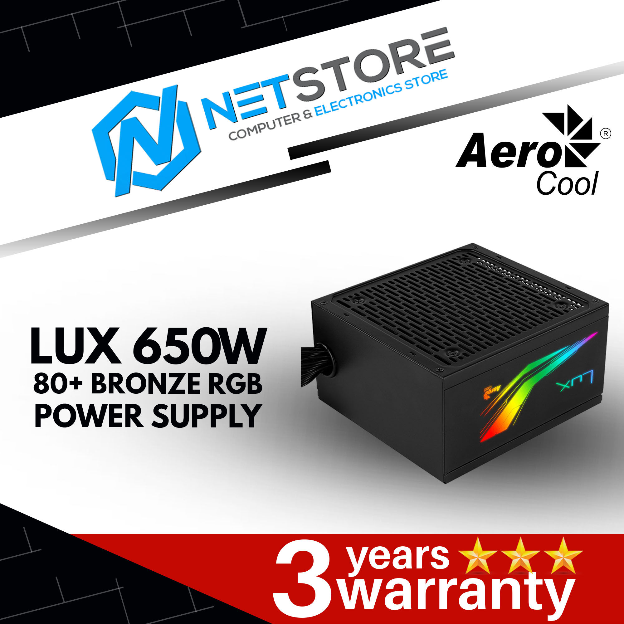 AEROCOOL LUX 650W 80PLUS BRONZE RGB POWER SUPPLY ACPB-LX65AEC.11-RGB