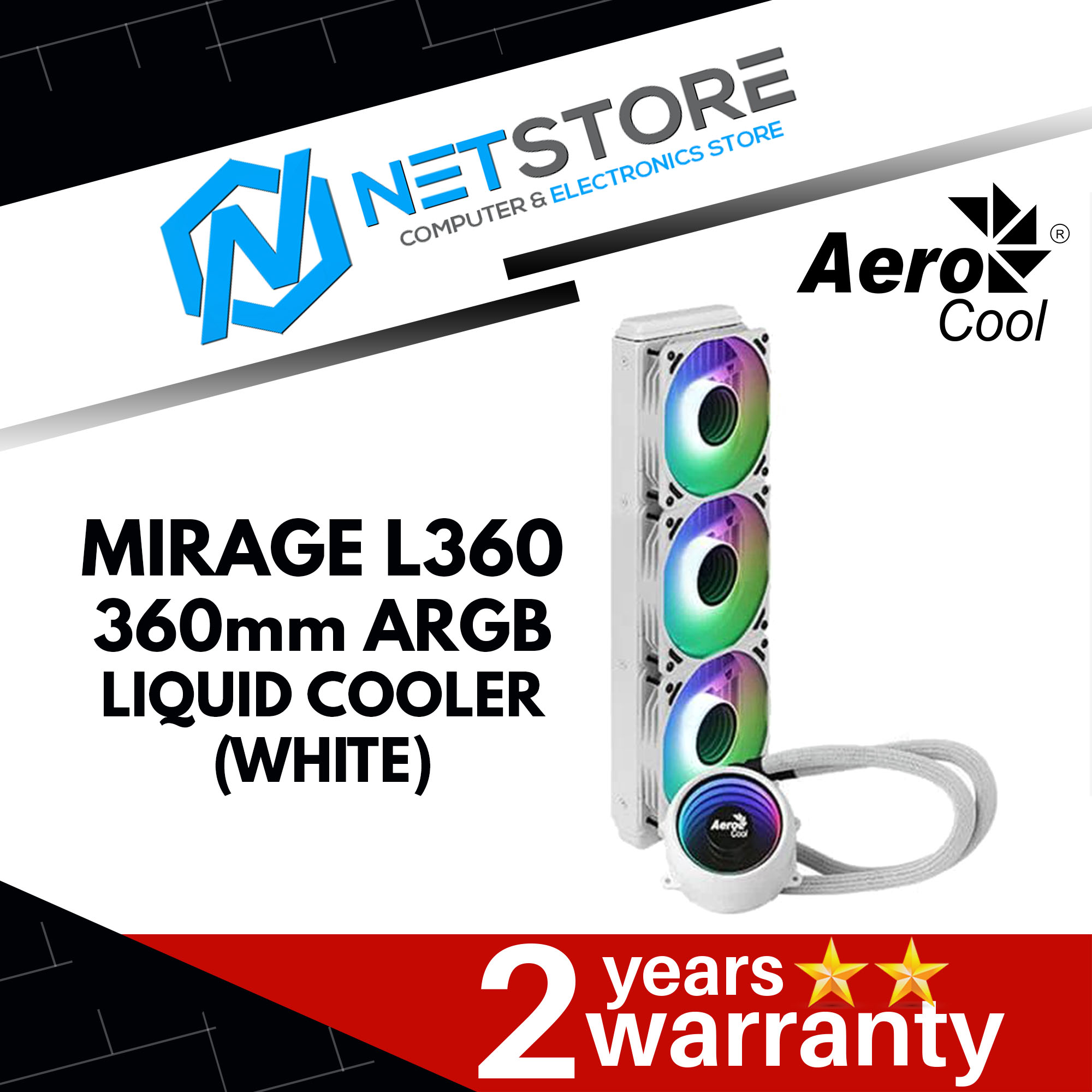 AEROCOOL MIRAGE L360 360mm ARGB LIQUID COOLER WHITE - ACLA-MR36127.71