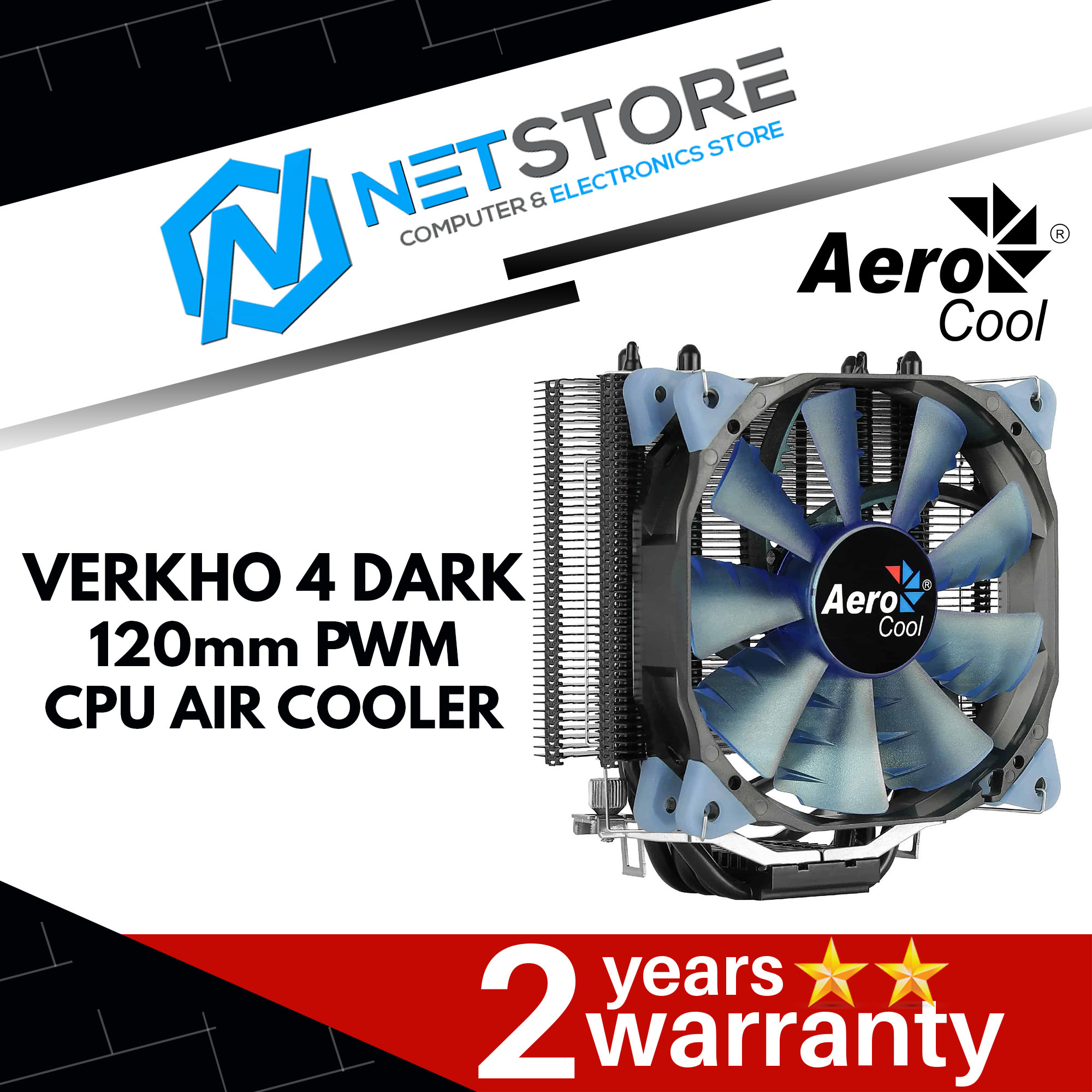 AEROCOOL VERKHO 4 Dark 120mm PWM CPU AIR COOLER - ACTC-NA30430.01