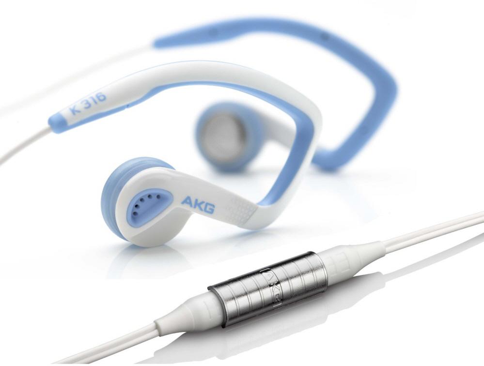 AKG K 316 Blue ^ Earhook Earphones - Volume Control ^ Free S&H